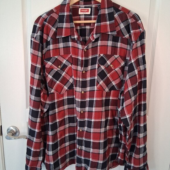 Wrangler Pearl Snap Plaid Flannel Shirt Men's Size 3XL Colorful Cowboy - Picture 2 of 4
